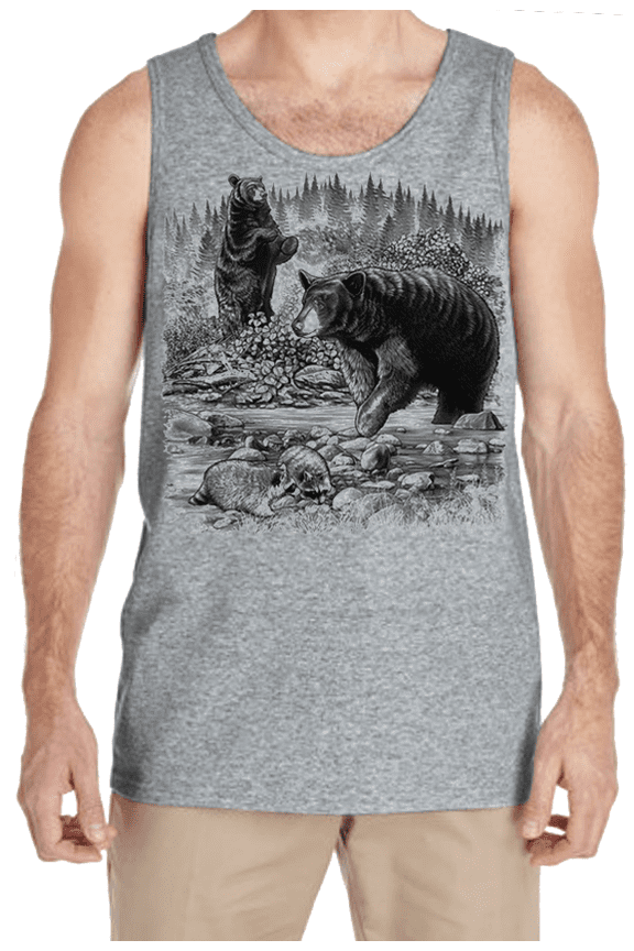 Mens Tank Tops Black Bear Wildlife North American USA Mens Shirts Sleeveless Tees