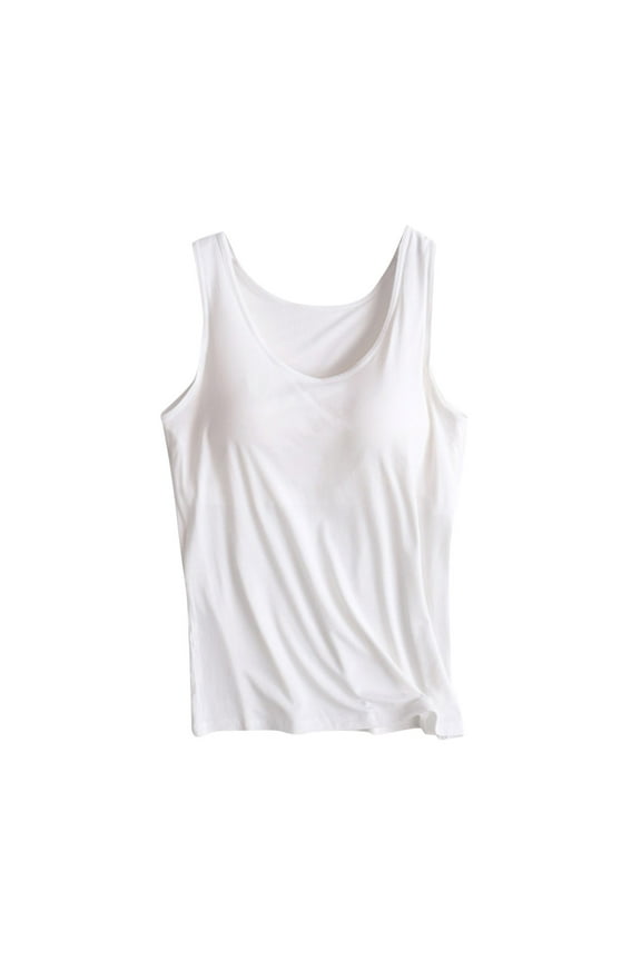 Mens Tank Tops Bra Tank Tops for Women Padded Camisole with Built in Bra Sport Vest Basic Spaghetti Strap Tank Top Summer Clothes White XXXXL