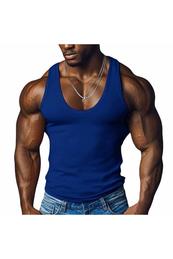 Mens Tank Tops Casual Fitness Sleeveless Exercise Training Singlet Summer Solid Color Lightweight Top
