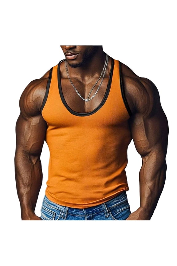 Mens Tank Tops Casual Fitness Sleeveless Exercise Training Singlet Summer Solid Color Lightweight Top
