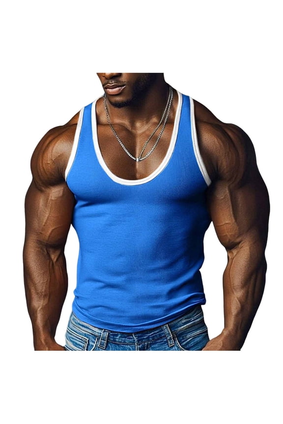Mens Tank Tops Casual Fitness Sleeveless Exercise Training Singlet Summer Solid Color Lightweight Top