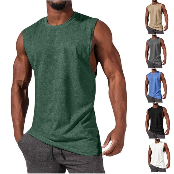 Mens Tank Tops Casual Summer Beach Holiday Hawaiian Graphic Muscle Gym Workout Sleeveless Tee Shirts Green, Size M