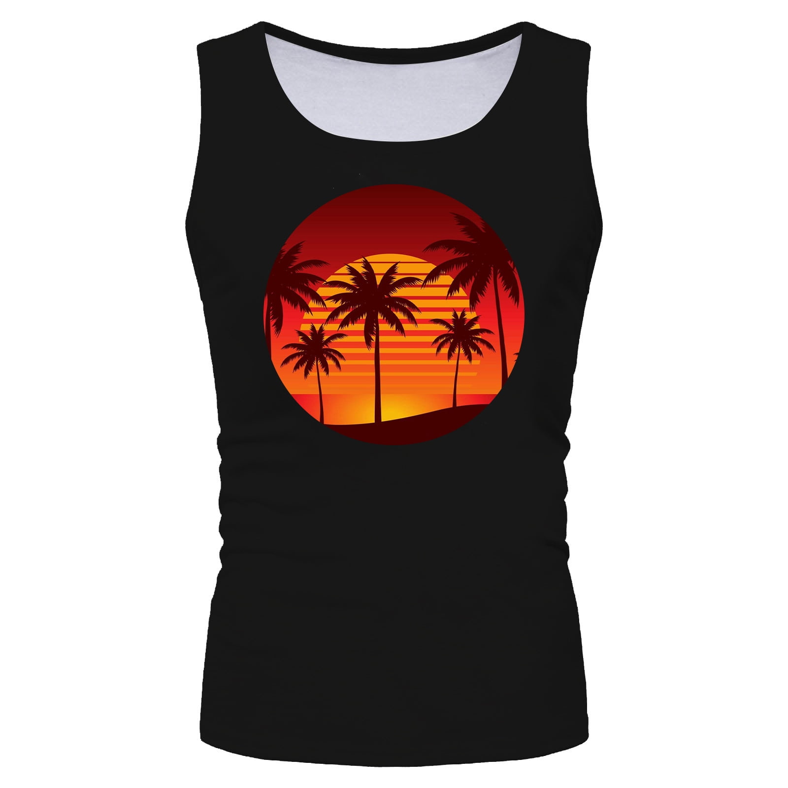 Mens Tank Tops Fashion Summer Men's Tank Top Seaside Orange Sky Sunset