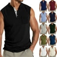 thumbnail image 1 of Mens Tank Tops Leisure Versatile Button Pocket Solid Color Thin Style Sleeveless T shirt V Neck Solid Loose Fit Shirt, 1 of 5
