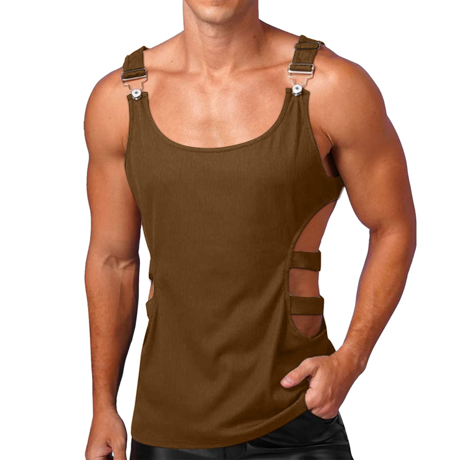 Mens Tank Tops Loose Solid Color Crew Neck Sleeveless T shirt Fashion Outdoor Holiday Beach Sport Ventilate Vest Refreshing Dailywear Walmart