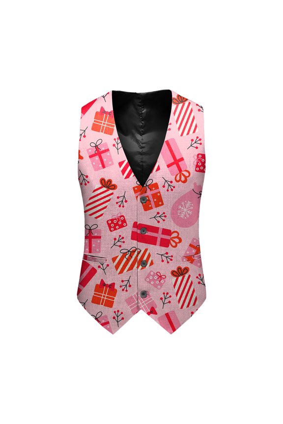 Mens Tank Tops Men's Autumn Winter Casual Printed Single Suit Vest Christmas Tank Top C XL