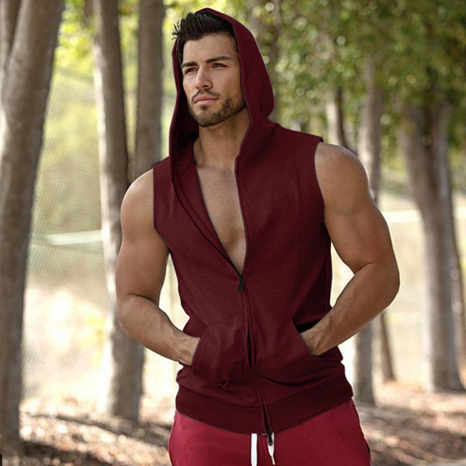 Hooded sleeveless shop shirt