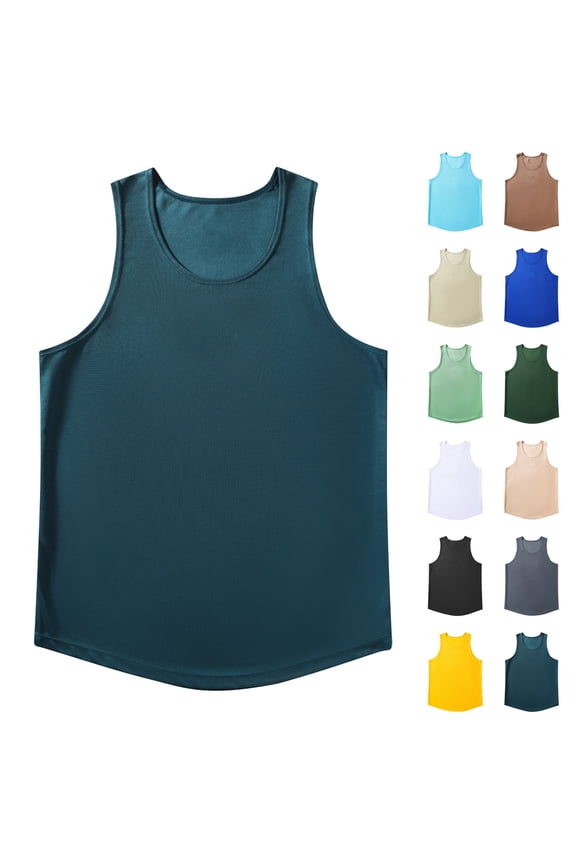 Mens Tank Tops Men's Undershirts Tank Top Mens Tank Top Men's Solid Color Casual Fitness Sport Permeability Round Neck Tank Top Dark Gray XL