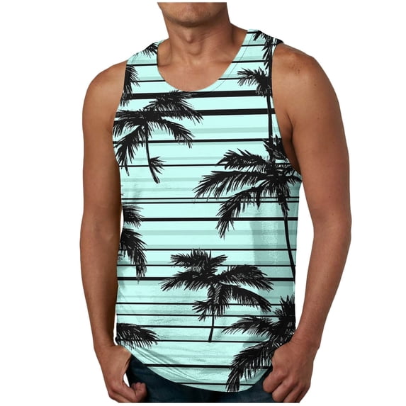 Mens Tank Tops Pack,New Men's Gradient 3D Print Tank Top Casual Sports Sleeveless Round Neck T-Shirt Tank Top/Shirt Blouses,Green S