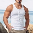 thumbnail image 1 of Mens Tank Tops Ribbed Sleeveless Button Crewneck A Shirts Casual Stretchy Slim Pullover Solid Color Basic Going-Out Loungewear Muscle Undershirts, 1 of 7