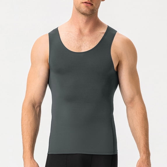 Mens Tank Tops Running Vests Casual Sleeveless Crewneck Stretchy Slim-Fit Pullover Solid Color Basic Breathable Gym Athletic Workout Muscle Shirts