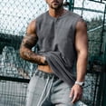 thumbnail image 1 of Mens Tank Tops Sleeveless Button Crewneck Muscle Shirts Casual Solid Color Pullover Breathable Basic Athletic Workout Running Undershirts Vests, 1 of 4