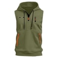 thumbnail image 1 of Mens Tank Tops Sleeveless Zip Up Hoodie Workout Gym Athletic Running Muscle Vest For Men Plus Size Tank Tops Army Green 3XL, 1 of 3