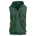 thumbnail image 1 of Mens Tank Tops Sleeveless Zip Up Hoodie Workout Gym Athletic Running Muscle Vest For Men Plus Size Tank Tops Dark Green M, 1 of 3