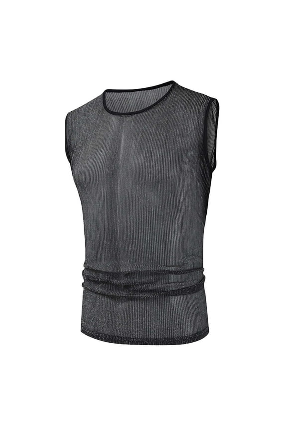 Mens Tank Tops Spring Europe The United States Casual Glossy Sleeveless Solid Color Big Yards Undershirt T Shirt Black Shirts M