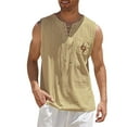 thumbnail image 1 of Mens Tank Tops Spring Summer Casual Sports Sleeveless Cotton Linen Painting Fitness Muscle T-Shirts for Men, 1 of 4