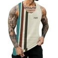 thumbnail image 1 of Mens Tank Tops Summer Casual Striped Print Round Neckline Vest Daily Loose Fit Breathable Refreshing Workout Tanks Sizes M, 1 of 5