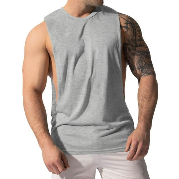 Mens Tank Tops Summer Qiggri Men Solid Color Summertime Casual Fitness Sleeveless Exercise Running Training Waistcoat