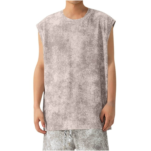 Mens Tank Tops Summer Qiggri Men's Vintage Fashionable Leisure Fitness Sports Round Neck Tank
