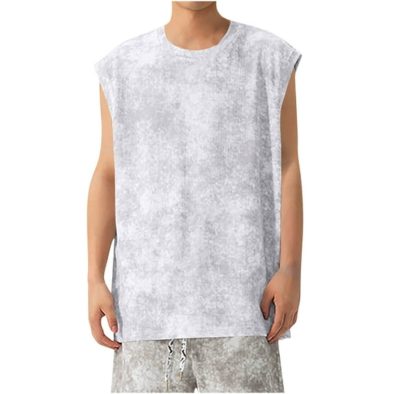 Mens Tank Tops Summer Qiggri Men's Vintage Fashionable Leisure Fitness Sports Round Neck Tank