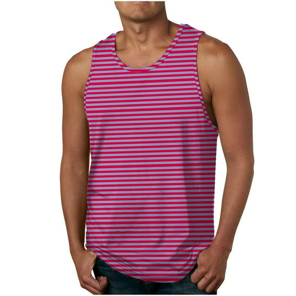 Mens Tank Tops Summer Qiggri New Fashion Casual Men's Summer Loose Waistcoat Print Sport Round-Neck Tank