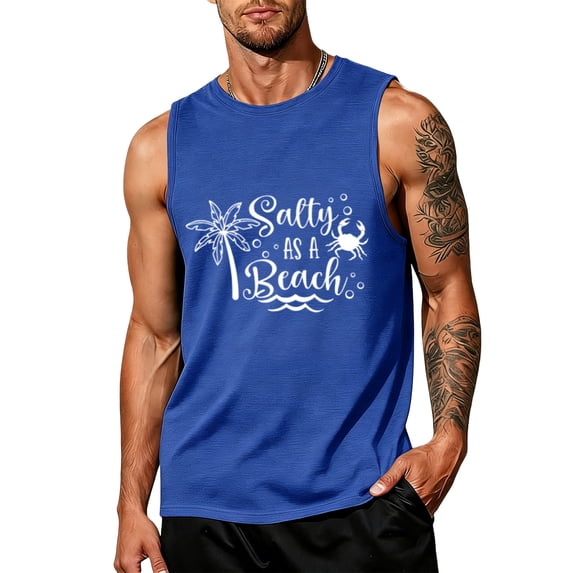 Mens Tank Tops Summer Sleeveless Shirts Beach Hawaii Graphic Tank Tops Cut Off Muscle Gym Tanks