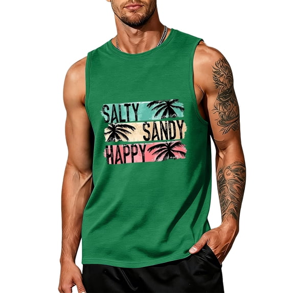 Mens Tank Tops Summer Sleeveless Shirts Beach Hawaii Graphic Tank Tops Cut Off Muscle Gym Tanks