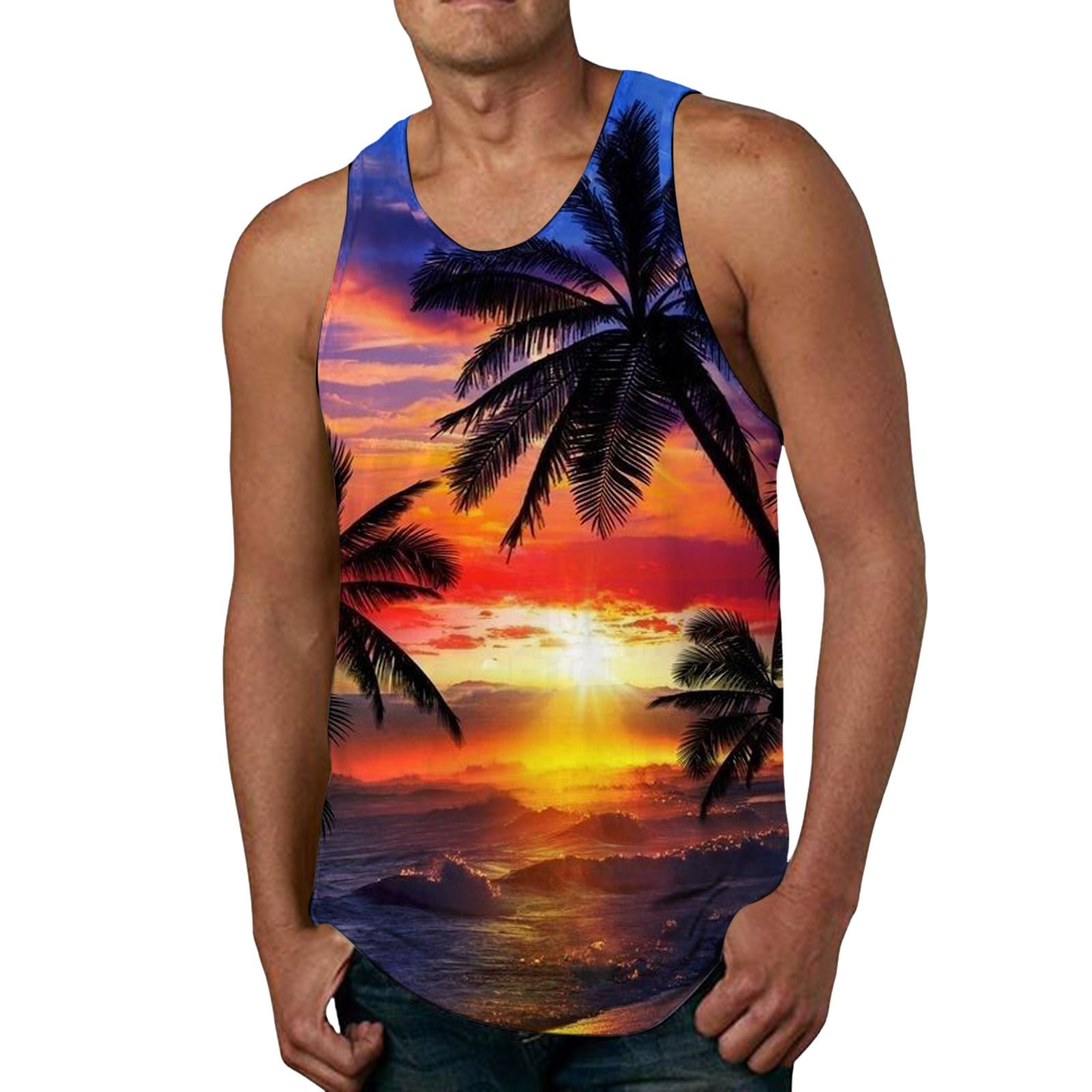 Mens Tank Tops Summer Vacation Beach Hawaii Digital 3D Printed ...