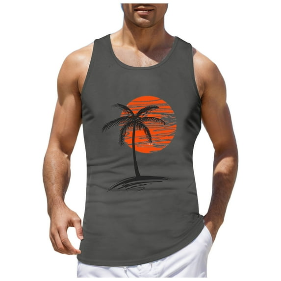Mens Tank Tops Summer Vacation Beach Hawaii Digital Printed Vest Daily Loose Fit Breathable Refreshing Undershirts Sizes 3XL