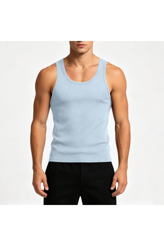 Mens Tank Tops Textured Sleeveless Streetwear T Shirts Workout Muscle Gym Shirt with Pocket Crew Neck Breathable Athletic Tee