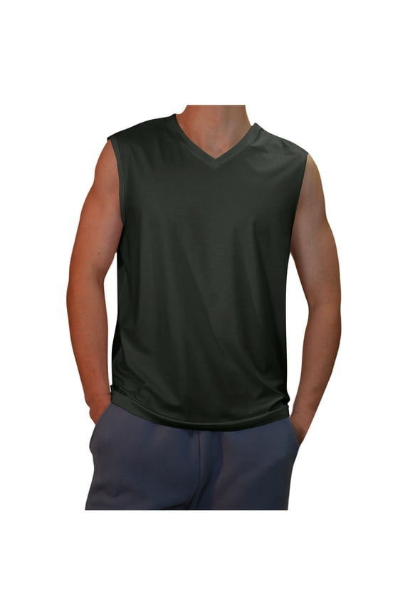 Mens Tank Tops Workout Qiggri Men's Casual Solid Color Sleeveless V-Neck Cool Interior With Fashionable Top Muscle Tank Tops For Men