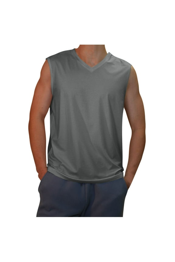 Mens Tank Tops Workout Qiggri Men's Casual Solid Color Sleeveless V-Neck Cool Interior With Fashionable Top Muscle Tank Tops For Men
