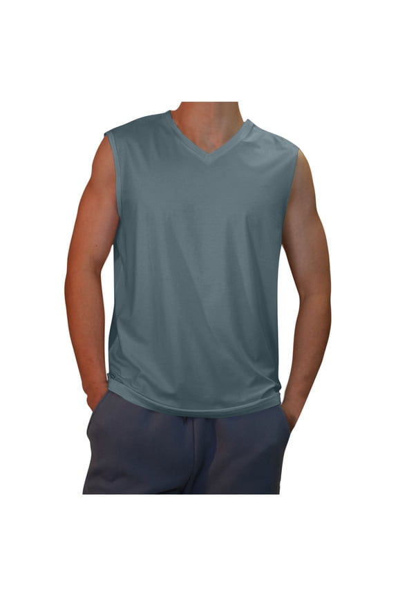 Mens Tank Tops Workout Qiggri Men's Casual Solid Color Sleeveless V-Neck Cool Interior With Fashionable Top Muscle Tank Tops For Men