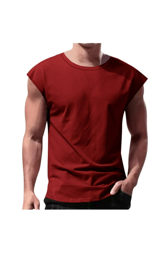 Mens Tank Tops Workout Qiggri Men's Casual Solid Color Sleeveless V-Neck Cool Interior With Fashionable Top T-Shirts For Man