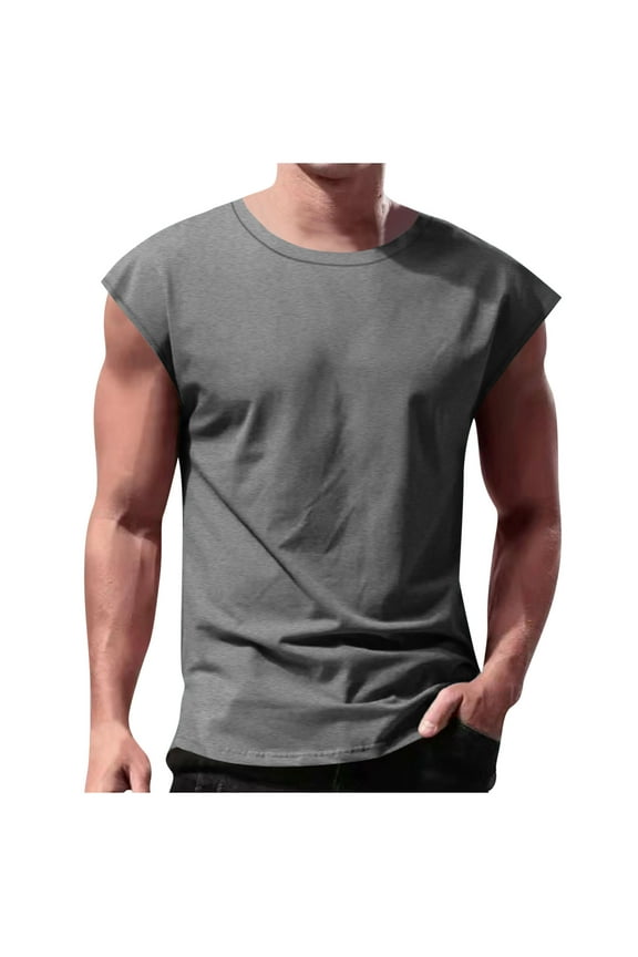 Mens Tank Tops Workout Qiggri Men's Casual Solid Color Sleeveless V-Neck Cool Interior With Fashionable Top T-Shirts For Man