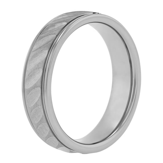 Mens Tantalum Notch Pattern Grooved Wedding Band
