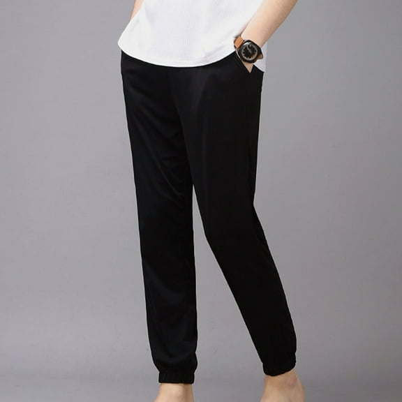 Mens Tapered Leg Pants with Pockets Lightweight Elastic Waist Loungewear Trousers Boys Casual Solid Color Comfort Athletic Workout Pant