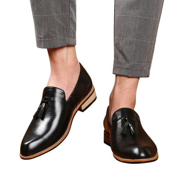 Mens Tassel Oxfords Dress Shoes Bridegroom Wedding Leather Pointed Toe Wingtip Tuxedo Business Office Shoes