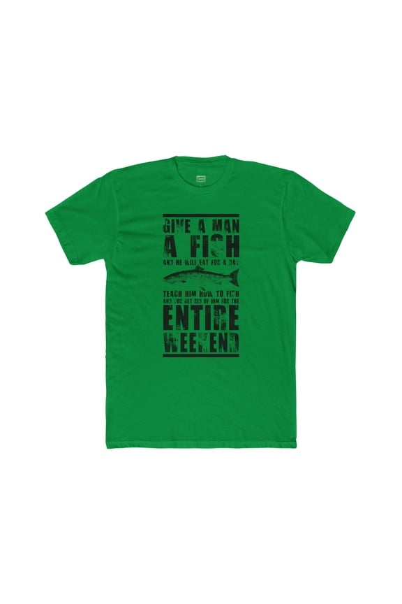 Mens Teach A Man To Fish TShirt Mens Cotton Fishing Tee