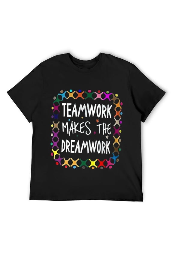 Mens Teamwork Makes The Dreamwork Motivational Sports Quote Team T-Shirt Black