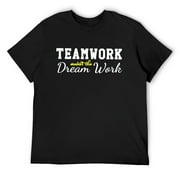 Mens Teamwork makes the Dream Work | Inspirational Team Player T-Shirt Black Small