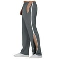 thumbnail image 1 of Mens Tear Away Basketball Pants 2 Side Zippers Snap Off Full Open Down Sweatpants Leg Post Surgery Pant with Pockets, 1 of 6