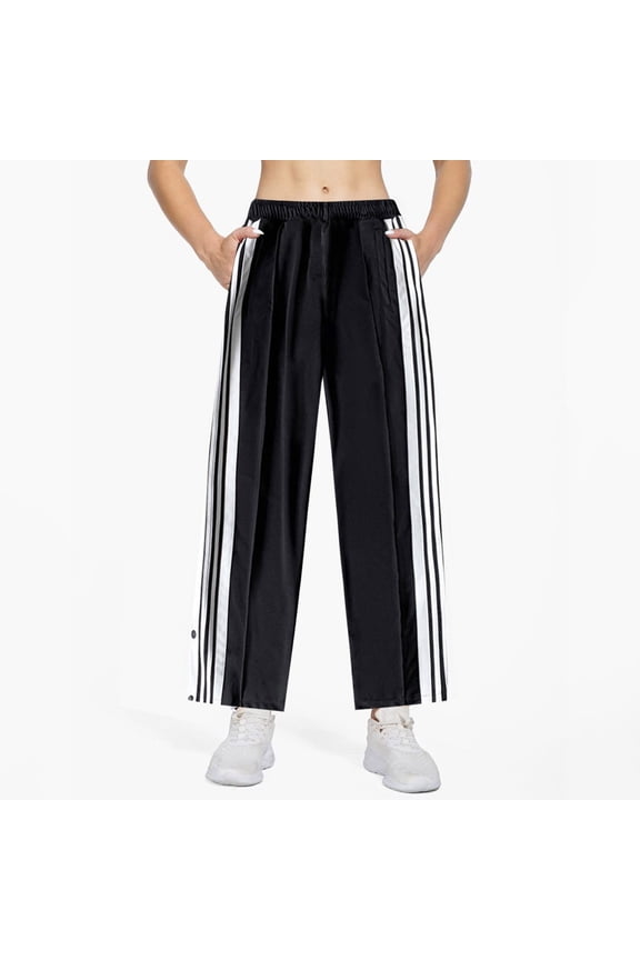 Mens Tear Away Basketball Pants Casual High Split Snap Button Post Surgery Sweatpants Black S