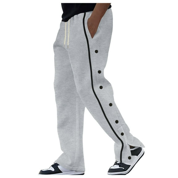 Mens Tear Away Basketball Pants High Split Snap Button Post-Surgery Sweatpants Open Bottom Breakaway Sweat Pants Hiking Pants Mens Lightweight