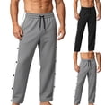 thumbnail image 1 of Mens Tear Away Sweat Pants With Snaps Full Open Down Sweatpant Casual Open Bottom Athletic Basketball Pant With Pocket, 1 of 7