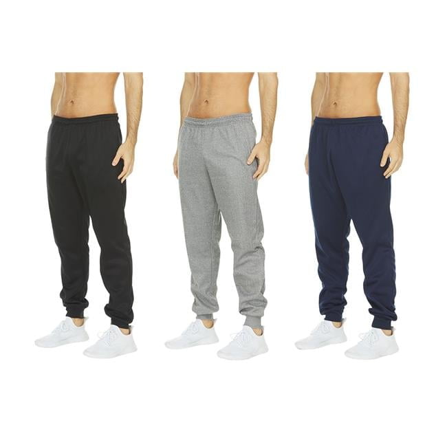 Mens Tech Fleece Joggers Dry Fit Performance Sweatpants Assorted Color Extra Large Pack of 3 Walmart