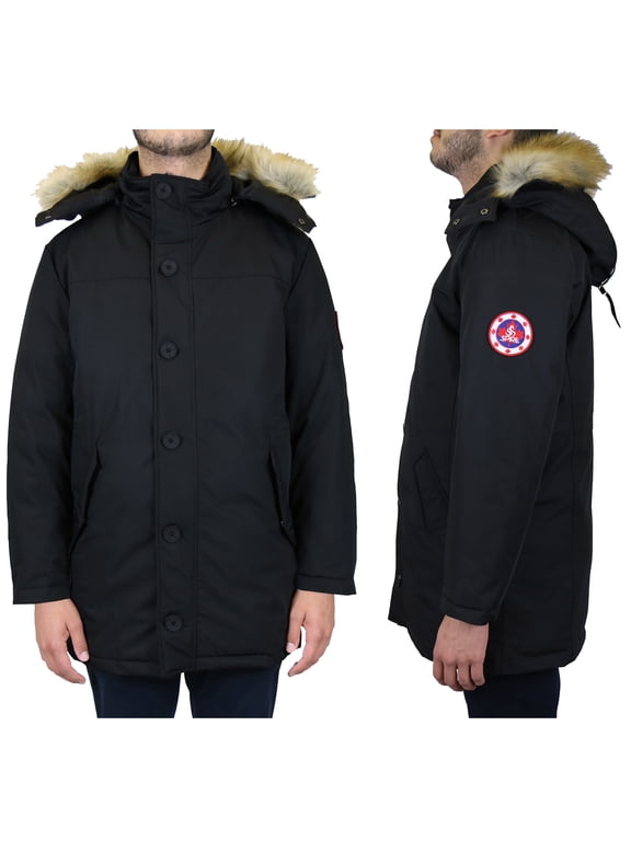 Mens Tech Heavyweight Long Parka Winter Jacket Coat