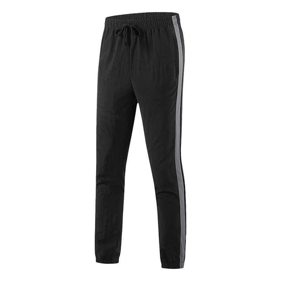 Mens Tech Woven Workout Joggers High Waisted Comfortable Lightweight Pants Loose Fit Colorblock Sweatpants with Pocket (XL, Black)