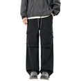 thumbnail image 1 of Mens Techwear Parachute Pants Large Pocket Cargo Utility Trousers Baggy Relaxed Fit Lightweight Summer Outdoor Bottoms L, 1 of 4
