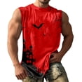 thumbnail image 1 of Mens Tee Pattern Print Muscle Retro Loose Fit Sleeveless Beach Vacation Clothes for Men,Red,2XL, 1 of 4